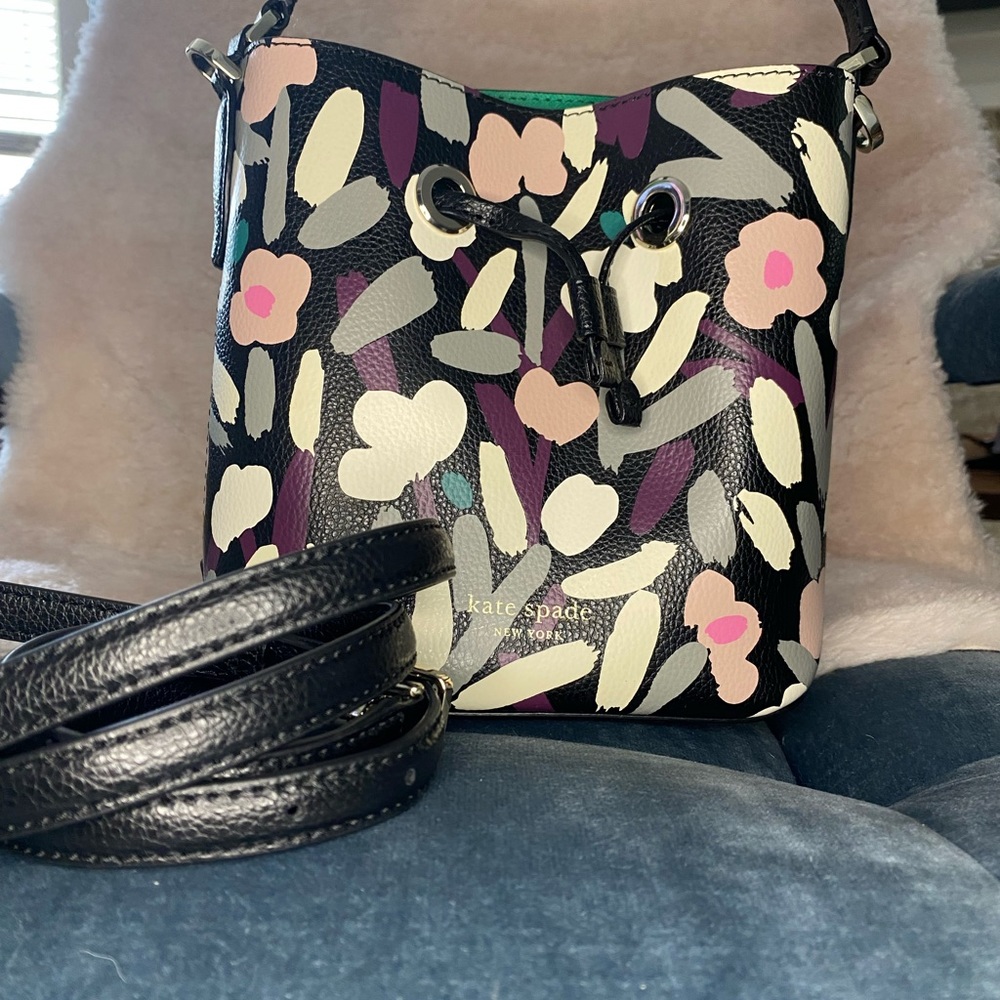 Eva leather floral bucket crossbody